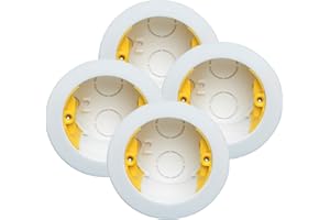 BRITE-R 4X Pack Round 35mm Dry-Lining Back Box Electrical Wall Knockout Recessed Flush Mount Deep Pattress Dry Lining Partition Walls Switches Sockets Fused Spur Euro Module Faceplates - Yellow