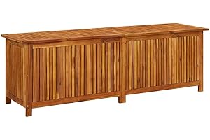 Capwee Baule da Esterno Contenitore Esterno Acacia Cassapanca in Legno da Esterno Massello di Acacia-175 x 50 x 58 cm