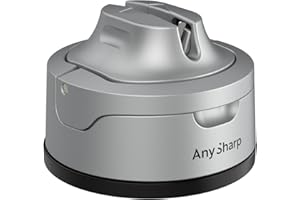 AnySharp Evo Aiguiseur de Couteaux, Sécurité Mains Libres, Ventouse PowerGrip, Aiguise en Toute Sécurité Tous les Couteaux de Cuisine, Idéal pour l'Acier Trempé & Dentelé, Le Meilleur au Monde, Argent