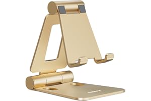 NULAXY Double Support Pliable pour téléphone Portable, entièrement réglable et Pliable, Compatible avec iPhone15, 14, 13, 12, 11 Pro, XS, Max, XR, X 9, Nintendo Switch, Tous Les téléphones, doré