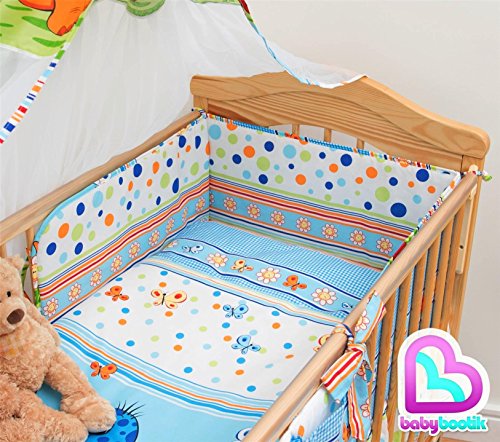 3 PIECE NURSERY BABY BEDDING SET (reg to fit COT 60x120cm) - Dino Blue