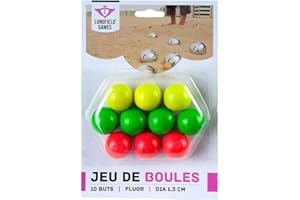 Engelhart - 010141 - Buts Fluo Compétition - Jeu De Boules - 10 Cochonnets en Bois Fluorescent - Jeux De Pétanque
