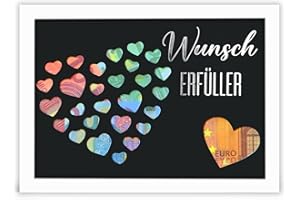 FREXPOR Geldgeschenk Bilderrahmen für Männer und Frauen, silberner Text „Wunscherfüller“, originelle Geld Geschenke Verpackung für Geburtstag, Hochzeit, Jugendweihe, Reise, Konfirmation - DIN A5 (Weiß)