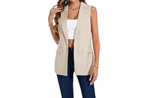 LADI TREND Waistcoat Women Long Sleeveless Blazer Office Waistcoats Fully Lined One Button Top Jacket Vest
