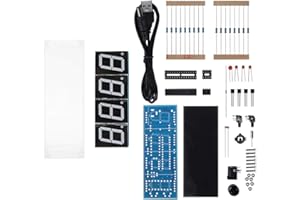 ‎VIKYE Vikye 4-stellige Uhr Zum Löten, DIY-Kit, LED-Display, Musikwecker-Kits, Automatische Anzeige von Zeit, Temperatur und Datum, Perfekt für Studenten und Heimwerker (Weiss)