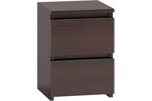 WHATSIZE ENTERPRISE – Moderna – Small Chest of Drawers – Contemporary 2 Drawer Wood Bedside Table & Night Stand - Office, Lounge & Bedroom Furniture Storage Cabinet, Wenge