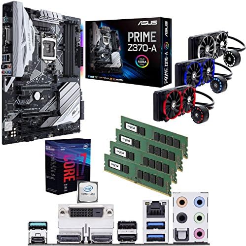 Intel Coffee Lake Core i7 8700k 5.0GHz Overclocked CPU, ASUS PRIME Z370-A Motherboard, 32GB 2400MHz Crucial DDR4 RAM & ID Cooling FrostFlow 240mm Liquid Cooler Pre-Built Bundle