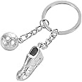 TRXES Silver Football Boot and Ball Keyring - WORLD CUP Football Accessory - Charm Jewellery Christmas Birthday Gift Key Chain Key Ring Holder for Men and Women