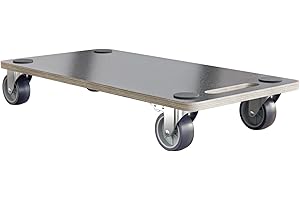 Amig - Plataforma de Carga con Ruedas - Soporte Rodante Rectangular - 4 Alfombrillas Antideslizantes - 58 x 29 cm - Carga Máx.: 200 KG - 4 Ruedas: 2 con Freno - MDF - Certificado FSC - Negro