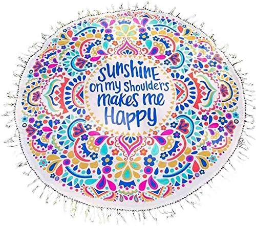 EWFSEF Fashion Round Tassel Beach Towel Letter Fringing Beach Towel Shawl Cover Up Blanket
