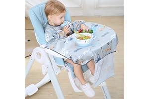 auvstar Nouveau Bavoir Manches Longues Bebe Qui S'attache Aux Chaises Hautes,Bavoir De Sevrage,Couverture complète résistant à l'eau Taille Unique 6à24mois,Idéal pour DME,avec Sac de Rangement(Gris)