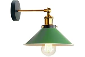 LEDSone Lampade da parete moderne retrò, applique in metallo regolabile E27 per montaggio a parete, lampada da lettura per interni industriale vintage (verde)