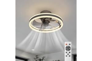 ‎BKZO BKZO 50 cm LED Ceiling Fans with Lighting, 3 Colour Temperatures (3000-5500K) & 6 Speeds Fan Light, Energy Saving Summer & Winter Mode, Includes Remote Control