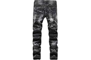 EODJXIO Jeans Strappati Pantaloni da Allenamento Pantaloni Pantaloni Piegare Lavoro Denim sfilacciato Vintage Hole Wash Men's Jeans Men's Pantants Pantalone Lavoro Invernale Jeans Larghi Uomo Neri