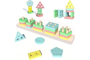 OSLINE Montessori Toys Boy Girl Wooden Shape Sorter Toys,Learning Educational Toys- Birthday Gifts for Boy