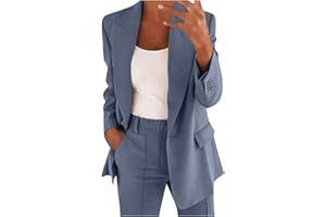 COO2SOT Completo Estivo da Donna 2 Pezzi Risvolto, Completo da Ufficio, a Maniche Lunghe, con Bottoni, Giacca Formale, Completo di Pantaloni Giacca Abbigliamento per Business e Matrimoni