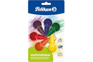 Pelikan, Pastelli a Cera Naturale, 6 Colori, Forma a Topino, Presa Ergonomica, Indicato per Bambini di Asilo ed Elementari, Prodotto in Germania
