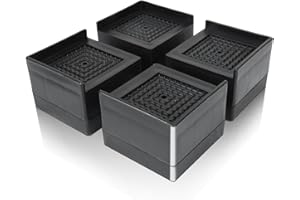 AWBEOT 4 Pezzi Rialzi per Mobili, 4 cm, Piedini Rialzo Mobili, Rialzi per Sedia Quadrati Antiscivolo, per Letto, Lavatrici, Tavoli, Divani e Sedie, Nero