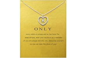 ZYAWP Heart Initial Necklace for Women Personalised Silver Necklace Letter A-Z Name Pendant a Necklaces CZ Jewelry Message Card Gifts for Girls
