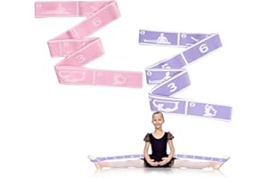 GIEEU 2 PCS Banda de Estiramiento, Correas de Yoga con 8 Lazos Ajustables para Estiramiento,Bandas Elasticas Pilates Flexibles para Pilates,Yoga,Ejercicio de Gimnasia