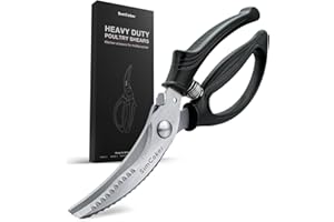SimCoker Poultry Shears,Kitchen Scissors Heavy Duty Chicken Shears Kitchen Shears with Anti-Slip Handle & Safety Lock - Poultry Scissors for Meat, Chicken, Bone, Poultry, Spring Loaded