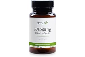 Sanuvit® - NAC | 180 Kapseln | Hochdosiert | N-Acetyl-L-Cystein | Hohe Bioverfügbarkeit und Verträglichkeit | Vegan | Hergestellt in Österreich (180 Stück, 800 mg)
