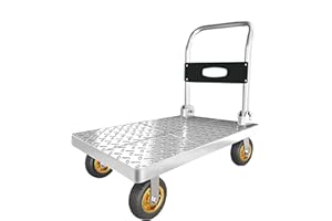 MNB Chariot à Plate-Forme Robuste avec Tapis en Caoutchouc Et Roues en Caoutchouc TPR, Chariot en Acier d'une Capacité De 150 Kg, Chariot à Plateau avec Plateau De 60 * 38(Size:60 * 38,Color:A)