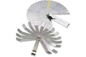 Carkio Fühlerlehren-Set, Edelstahl, 16 Klingen gekröpft & 32 Blades Dual Marked metrisches und imperiales Gap Messwerkzeug