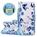 Price comparison product image Artfeel Wiko Sunny 2 Flip Wallet Case,Premium PU Leather Case with Card Holder,Colorful Pattern Book Cover with Kickstand Magnetic Closure Cash Pocket Cover,Blue Butterfly