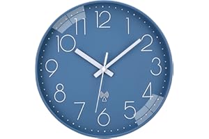 ‎ACCSHINE ACCSHINE Radio-Controlled Wall Clock Without Ticking Noises Silent 30 cm Quartz Battery Operated Large Wall Clock Easy to Read for Room Home Kitchen Bedroom Office School (Blue)