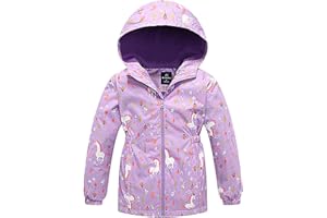 linboo Softshelljacke Mädchen Übergangsjacke mit Kapuze Jacke Fleecefütterung Windjacke Atmungsaktiv Regenjacke Wasserdicht Outdoorjacke für Kinder
