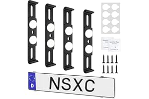 NSXC Number Plate Holder for Cars - Frameless Invisible - Weatherproof - Black, For UK 3mm Frames