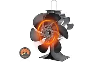 SHAVINGFUN Wentylator do kominka na drewno lub pellet, kominka gazowego, 6 łopatek, cicha praca