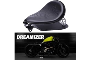 DREAMIZER czarne skórzane siedzisko motocyklowe bobber, pojedyncze siedzenie motocyklowe ze wspornikiem sprężynowym, płyta podstawowa, zamiennik do Sportster XL883 1200 48 Chopper, niestandardowe