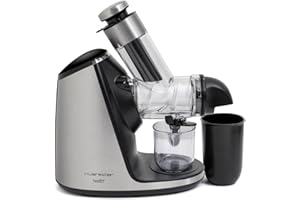 RIVIERA & BAR riviera&bar Extracteur de Jus Horizontal - Vis Céramique à Extraction Lente, Clapet Anti-Goutte, Panneau Tactile, Éléments Lave-Vaisselle - 200W, Argenté