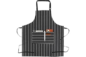 APRONPANDA Aprons for Women with Pockets Unisex Adults Cooking Baking Kitchen Chef Cotton Apron Adjustable Bib