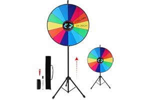 iElyiEsy 24 Inch Spinning Wheel of Fortune with Folding Tripod Floor Stand Height Adjustable 14 Slots Prize Wheel with Dry Erase Markers & Eraser for Carnival Trade Show