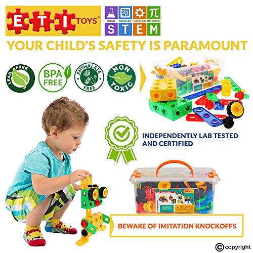 ETI Toys STEM Learning Original 90 Piece Educational Construction Engineering Building Blocks Set for 3 , 4 and 5+ Year Old Boys & Girls Creative Fun Kit Best Toy Gift for Kids Ages 3yr – 6yr