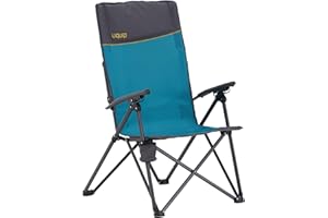 Uquip Krzesło kempingowe Becky – 3-stopniowa regulacja oparcia, podłokietniki, uchwyt na napoje, obciążenie do 120 kg