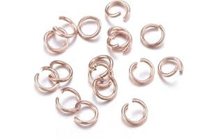 CHERISWELRY Cheriswely, 500 anelli aperti in acciaio inox da 6 mm, diametro 21 mm, anello di bloccaggio rotondo in metallo oro rosa per creazione di gioielli