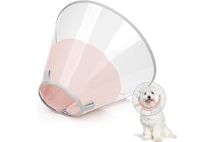 Supet Dog Cone Collar to Stop Licking with Soft Pad, Clear Elizabeth Recovery Collar after Surgery, Neutering, Injury, Pet Head Cone Alternative for Large, Medium, Small Dogs (Pink,S)