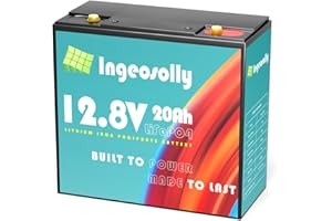 INGEOSOLLY Batterie 12V 20AH LiFePO4, wiederaufladbare Lithium-Ionen-Phosphat-Tiefzyklus-Batterie für Trolling Motor, Golf Gart, Kinder-Roller, Energie-Rollstühle