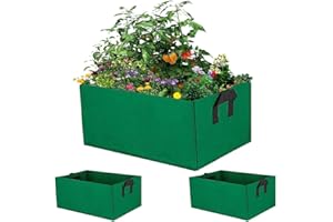 JORAKI Lot de 2 Sacs de Culture Rectangulaires Plantes, 30L Sac à Plantes Légumes se sentait avec Poignées Sac à Plantes pour Légumes, Fruits, Fleurs, Tomates, Jardin Extérieur Intérieur (Vert)