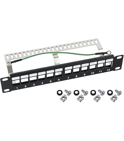 Pannello Patch Keystone HMF 10 Porte RJ45 - 1U, Grigio Chiaro, Per Server Rack - Foto 6