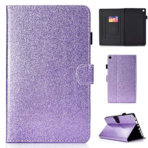 LMFULM® Case for Amazon Kindle Fire HD8 2016/2017 (8,0 Inch) PU Magnetic Cover Shining Case Sleep/Wake Function Stent Function Holster Leather Case Flip Cover for Amazon Kindle Fire HD8 Purple