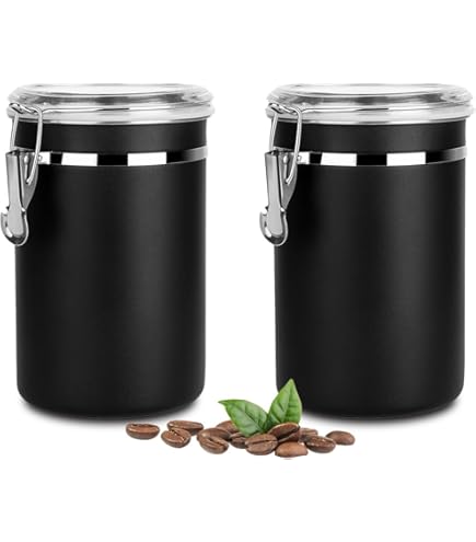 Lot De 2 Boîtes à Café Hermétiques 800ml Avec Couvercle Sous Vide - Conservation Fraîcheur Thé, Cacao, Noix