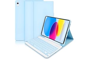 LUPXIU Funda con Teclado para iPad 10ª generación 2022/para (A16) 11ª generación 2025 - Funda con Teclado Folio Desmontable inalámbrica para iPad 11/10 Gen- Azul