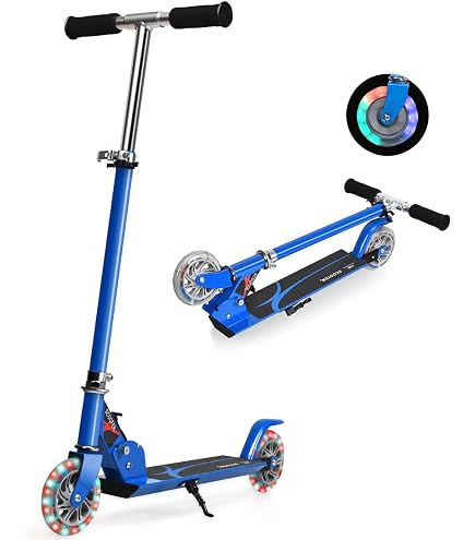 AIYAPLAY Kinderroller Für 3 Bis 8 Jahre, Faltbarer Roller Mit 2 LED Leuchten 4 Hohenverstellbar Rutschfeste