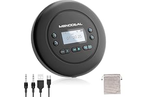 Monodeal CD Player Portable, Bluetooth CD Player, Rechargeable Compact Small Walkman CD Player with Headphones
