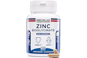 ZINC Bisglycinate Naturel 40mg | + Vitamines B2 B3 B6 | Dosage Optimal & Haute Assimilation Testés | 140 Gélules | 5 mois de cure de Zinc Complément Alimentaire | Laboratoire Français MIRONLAB